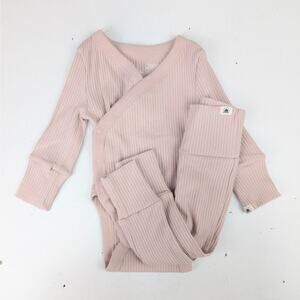 Little Co. Newborn 2 pc Mauve Pink Bodysuit & Leggings Set